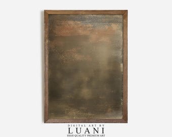 Abstract Landscape Art Print: Minimalist Brown Gold Painting (Digital Download)