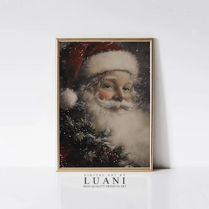 Santa Claus Christmas Painting Vintage Holiday Wall Art Festive Santa Claus Print Christmas Decor Santa Claus Artwork Holiday Decor