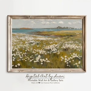 Spring Meadow Painting Landscape Print Country Field Ethereal Landscape Farmhouse Decor PRINTABLE Digital Download A0004