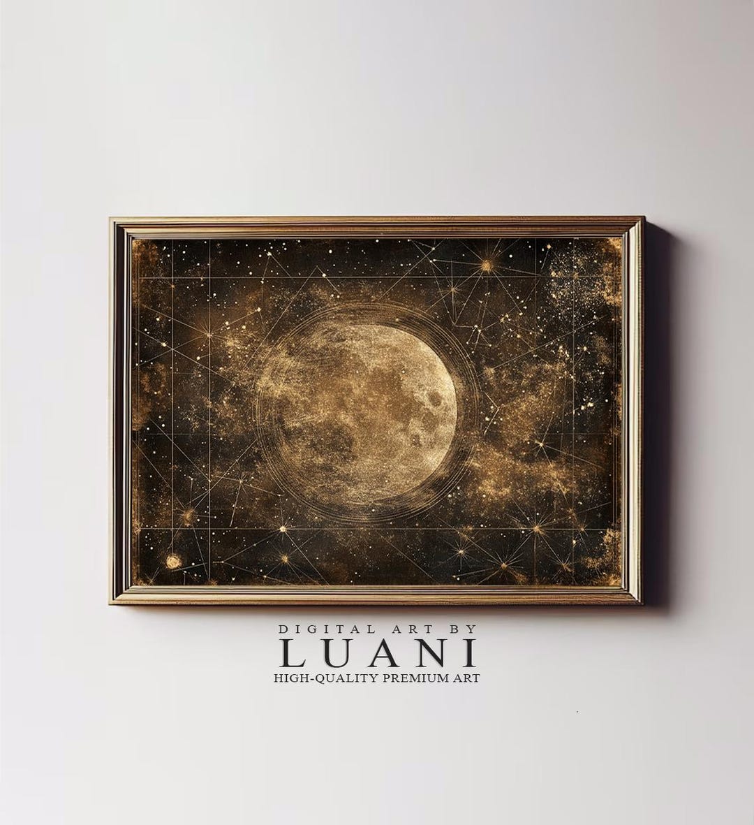 Vintage Moon Phase Celestial Chart Art Print (digital Download) - Etsy