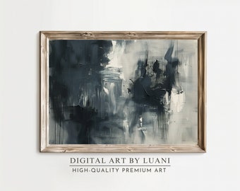 Blue Abstract Expressionism Art Print: Mid-Century Modern Wall Decor (Digital Download)