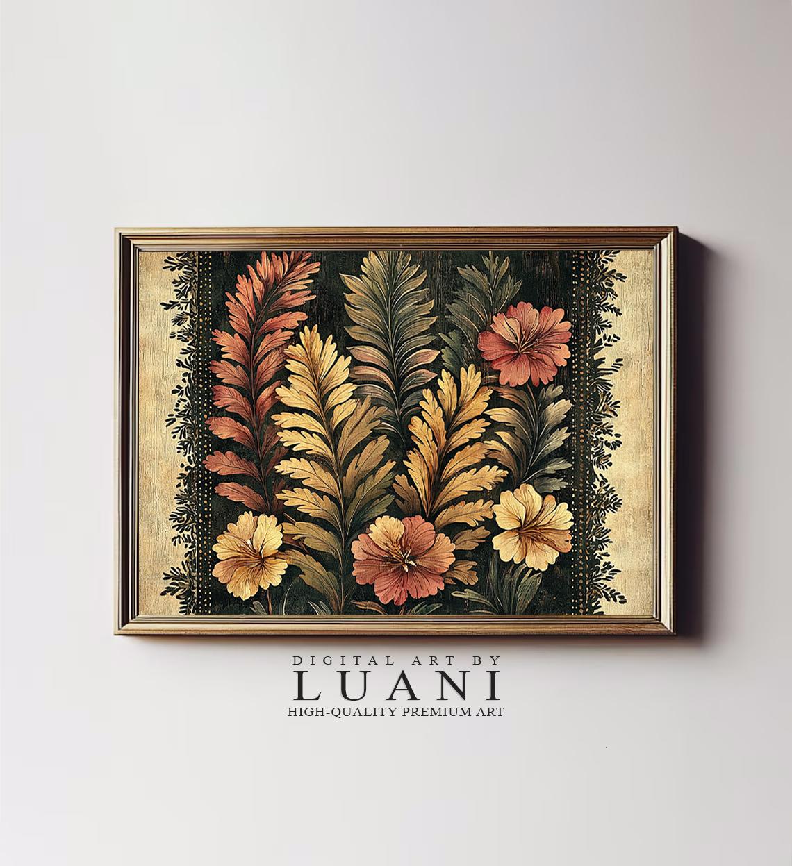 Rustic Polynesian Floral Print: Earth Tone Hawaiian Botanical Art
