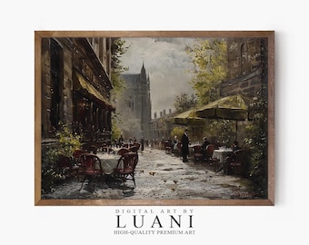 Parisian Cafe Art Print: Vintage French Bistro Scene (Digital Download)