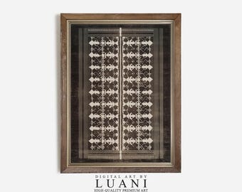Dark Brown Geometric Textile Art Print: Modern Farmhouse Decor (Digital Download)