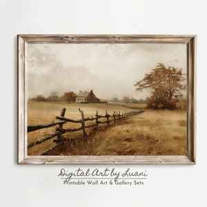 Rustic French Country Decor Vintage Landscape Painting Country Wall Art & Farmhouse Decor Country Farmhouse Instant PRINTABLE Download