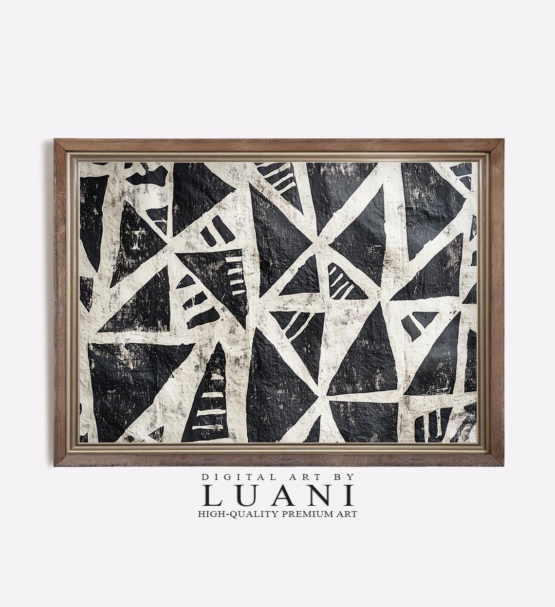 Black and White Abstract Geometric Art Print: Modern Triangle Design ...