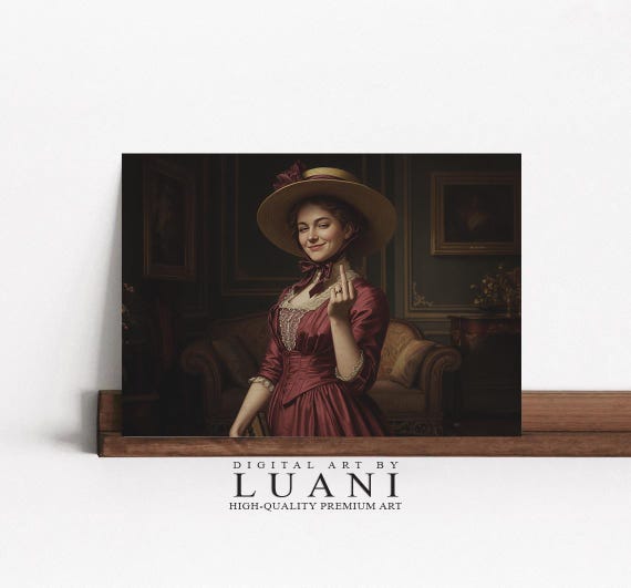 Humorous Victorian Woman Portrait: Edgy Middle Finger Art (digital