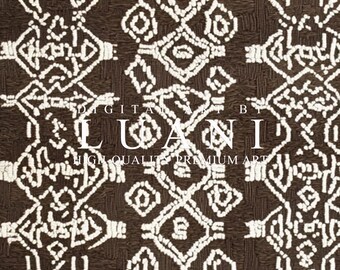 レトロ・ポリネシアの伝統的な模様のアート布(タバ布) ポリネシアのタパ布アートプリント：部族の幾何学模様の壁装飾