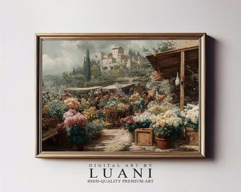 French Flower Market Vintage Art Print: Rustic Kitchen Wall Decor (Digital Download)