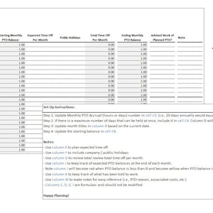 Excel PTO / Vacation Tracker | Paid Time off Planner | Vacation Planner ...