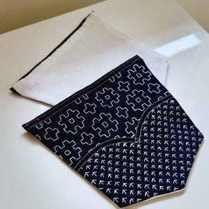 Sashiko Dark Wash Denim Pocket Set, Ayacolour Japanese Embroidery Patch, Well Frame x Baby Bamboo (Bamboo Grass)