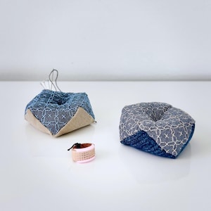 Sashiko Biscornu Pincushion, Ayacolour Octagonal Embroidery Needle Rest Cross Flower - 十字花