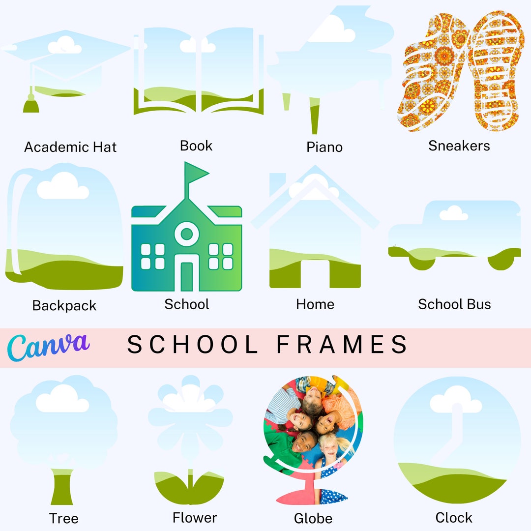 Canva Frame Template, Drag and Drop Home School Life Shapes Bundle ...