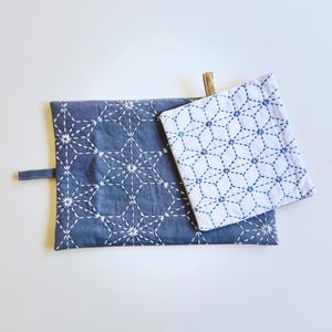 Set of 2 Sashiko Boro Asanoha Placemats, Ayacolour Patchwork Pot Holder Table Mats