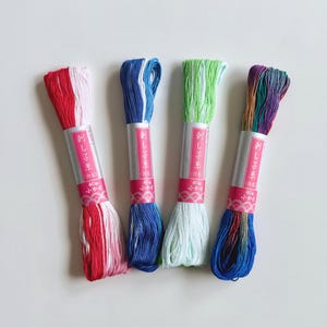 Yokota DARUMA Sashiko Thread Skein Thick Multi Color Rainbow, 20/6 Japanese Embroidery Floss 40m & 100m