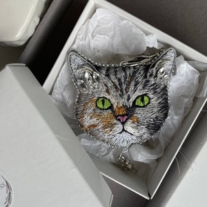 写真からペットの肖像画をオーダーメイド、糸とビーズで刺繍した3in1デコレーション。ペット愛好家の猫、犬、パーソナライズされたギフト