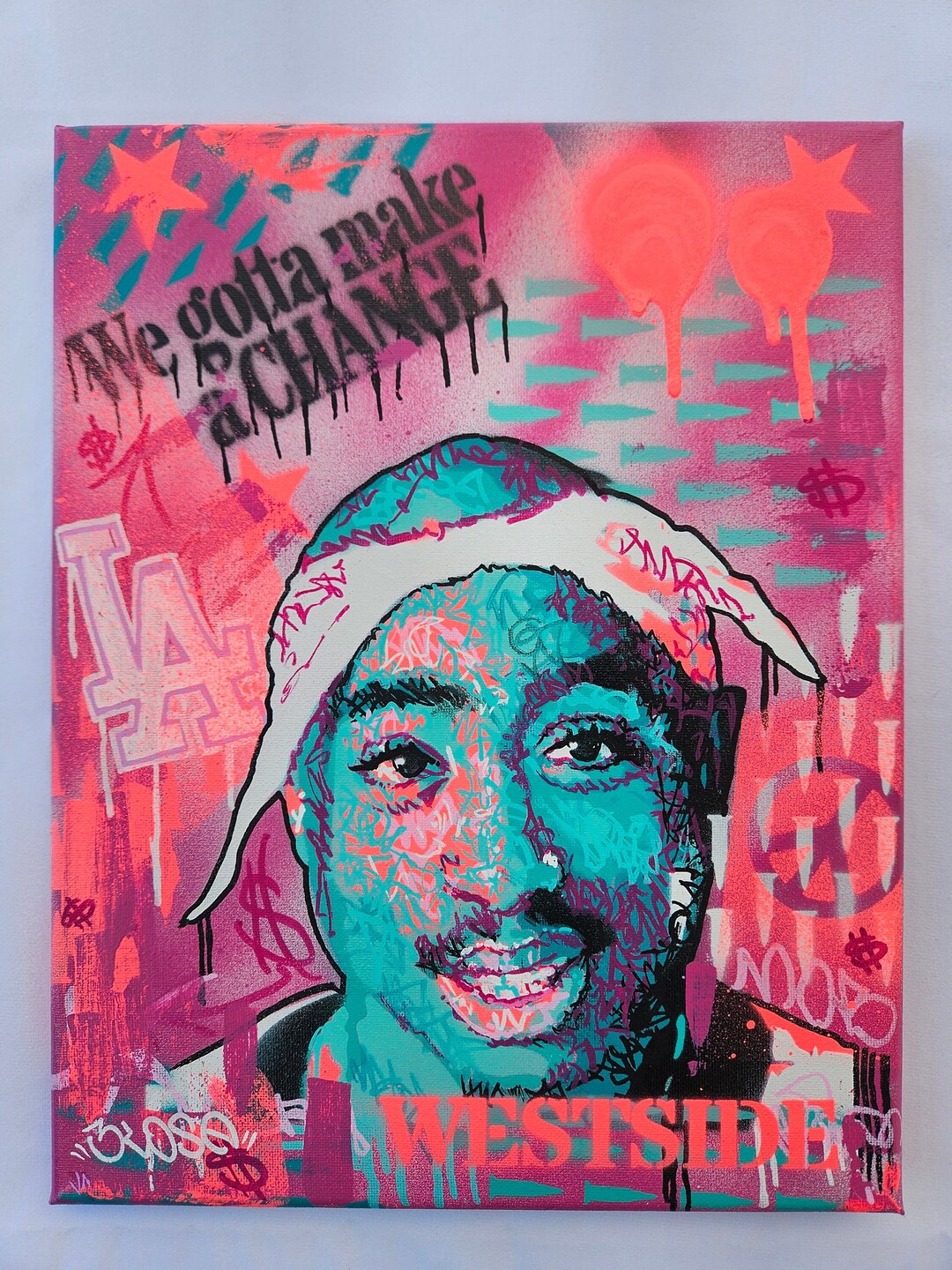 Tupac Wall Art Painting 2pac Shakur Westside Los Angeles Artwork Hip