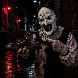 Terrifier High Top Sneakers Slasher Film Fan Shoes Horror Movie Art the Clown image 1
