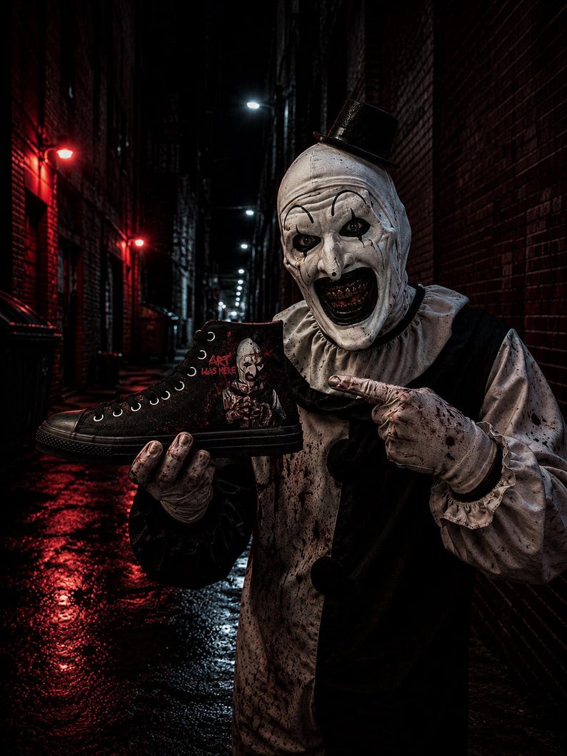 Terrifier High Top Sneakers Slasher Film Fan Shoes Horror Movie Art the Clown image 1