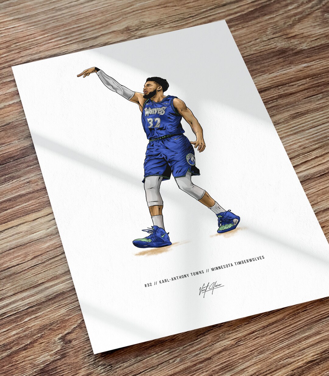Karl-anthony Towns Minnesota Timberwolves Basketball Art Print Poster