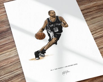 Tony Parker San Antonio Spurs Basketball Art Illustrated Print Poster, Tony Parker Poster, Gift for San Antonio Spurs Fans