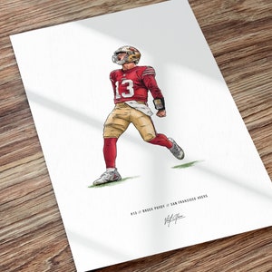 Brock Purdy San Francisco 49ers Football Illustrated Art Poster Print