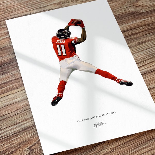 Julio Jones Atlanta Falcons Football Illustrated Art Poster Print, Julio Jones Poster, Gift for Atlanta Falcons Fans