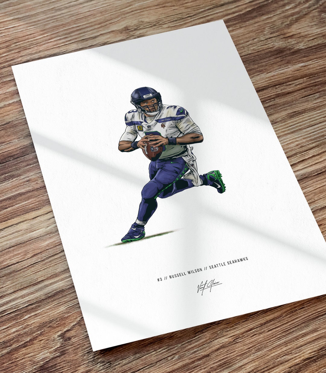 Russell Wilson Seattle Seahawks Art Illustrated Print Poster, Russell ...