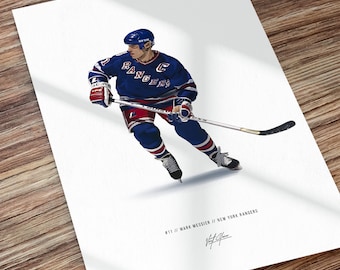 Mark Messier New York Rangers Hockey Art Illustrated Print Poster