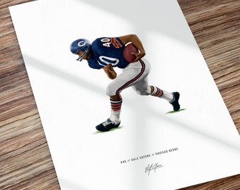 Gale Sayers Chicago Bears Football Illustrated Art Poster Print, Gale Sayers Poster, Gift for Chicago Bears Fans