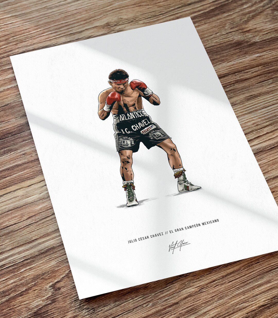 Julio Cesar Chavez Boxing Art Illustrated Print Poster, Julio César