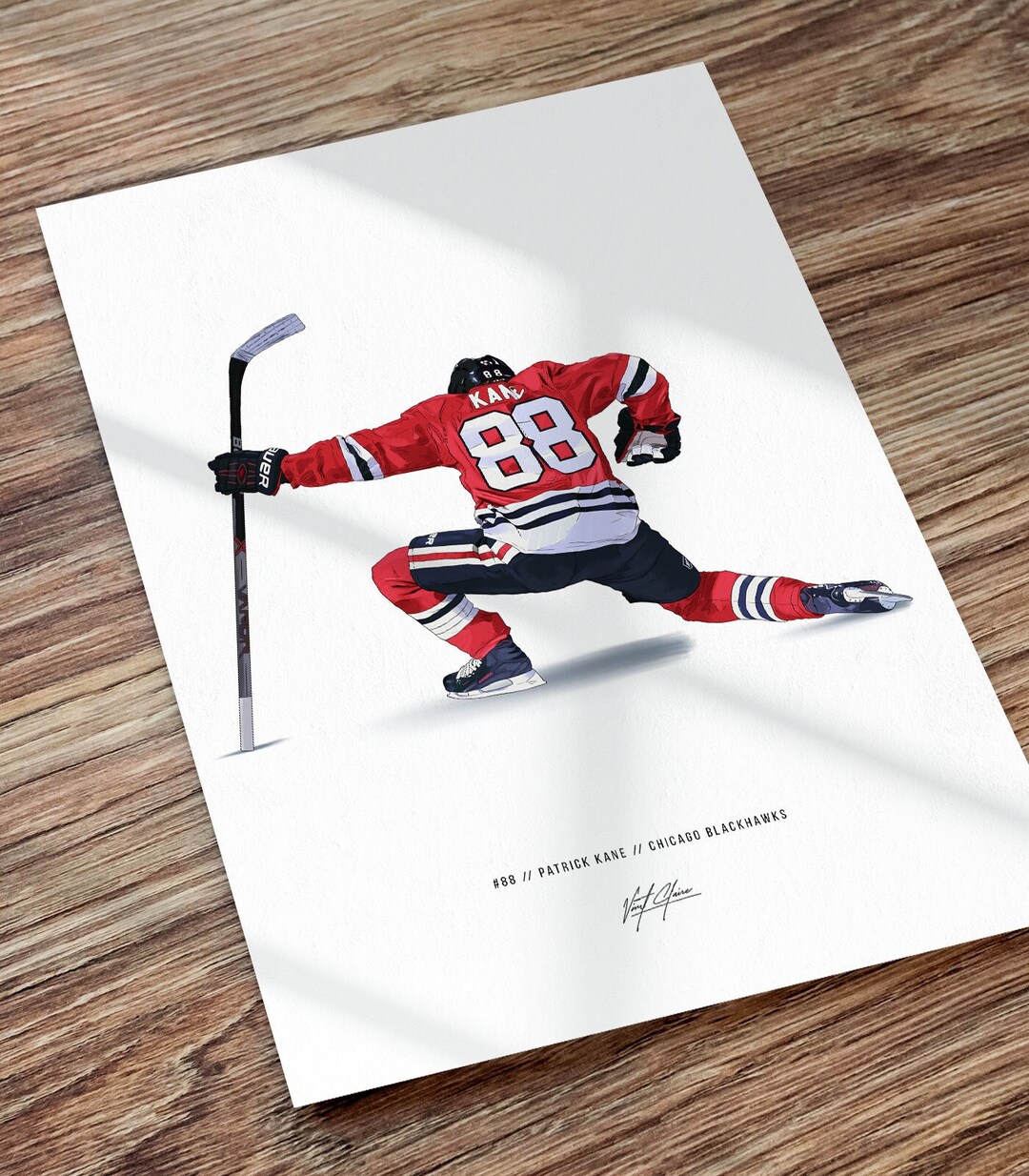 Patrick Kane Chicago Blackhawks Hockey Art Illustrated Print Poster