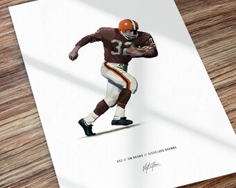 Jim Brown Cleveland Browns Football Illustrated Art Poster Print, Jim Brown Poster, Gift for Cleveland Browns Fans