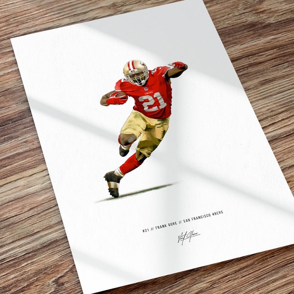 Frank Gore San Francisco 49ers Football Illustrated Art Poster Print, Frank Gore Poster, Gift for 49ers fans