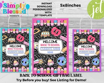 Composition Notebook Back to school Gift Bag Label 5x8inches Printable Editable Instant Download