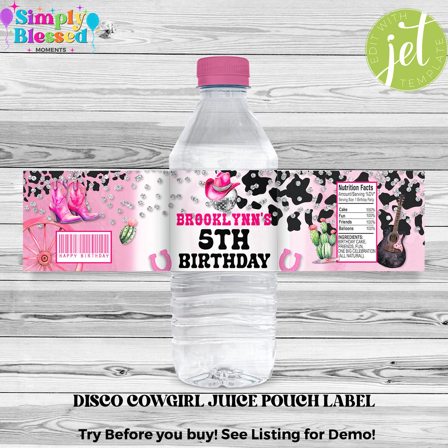 Disco Space Cowgirl Birthday Party Bundle Editable Printable Instant ...