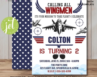 Fighter Jet Birthday Party Pilot Invitation Instant Download Printable Invite