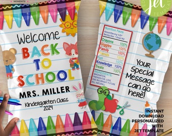 Welcome Back to School Chip Bag Wrapper Printable Editable Instant Download Any Grade