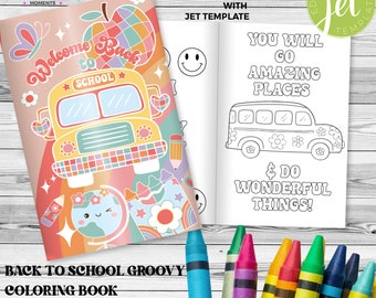 Back to School Groovy Coloring book Personalized Editable Printable Instant Download