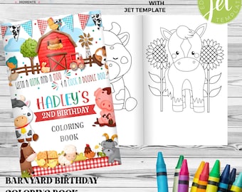 Boerenerf boerderij dieren verjaardagsfeestje kleurboek gunst bewerkbare Instant Download