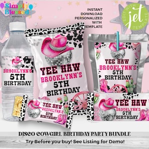 Disco Space Cowgirl Birthday Party Bundle Editable Printable Instant Download