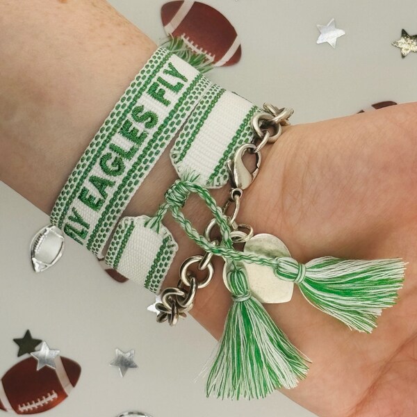 Fly Eagles Fly Tassel Bracelet | Philly Eagles | Eagle Bracelet | It’s a Philly Thing | Football | Sports Accessory | Philadelphia | NFL