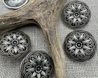 Traditional dirndl buttons metal antique silver 2 cm gilded