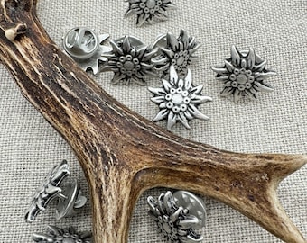 Edelweiss pins old silver 15mm Dirndl costume
