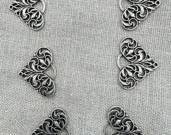 Dirndl hooks, bodice hooks, bodice eyelets, metal, antique silver, tendril motif, bodice, dirndl, traditional costume, Oktoberfest