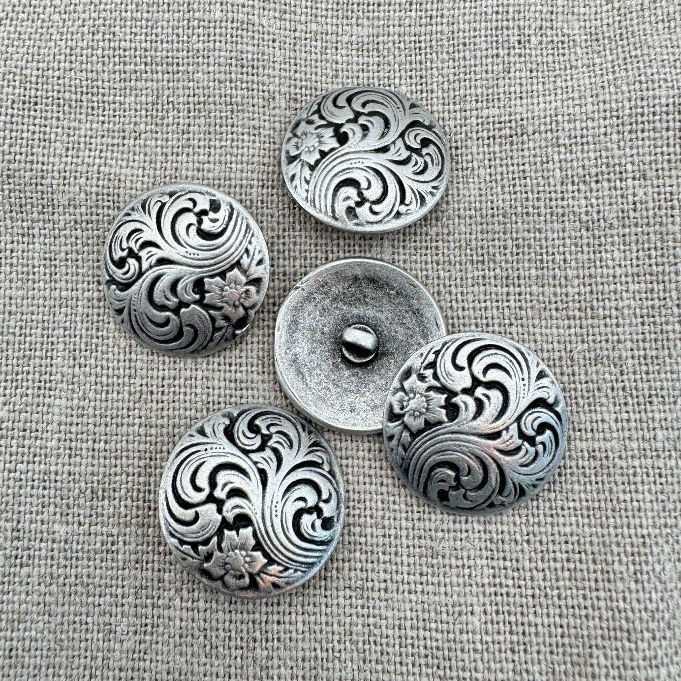 Traditional costume buttons, metal, antique silver, 18 mm, Art Nouveau, Art Deco, Bavaria, dirndl, vest, traditional hat