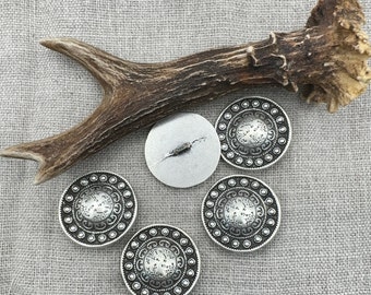 Metal buttons, sturdy, antique silver, 2.8 cm, traditional costume buttons, janker, medieval