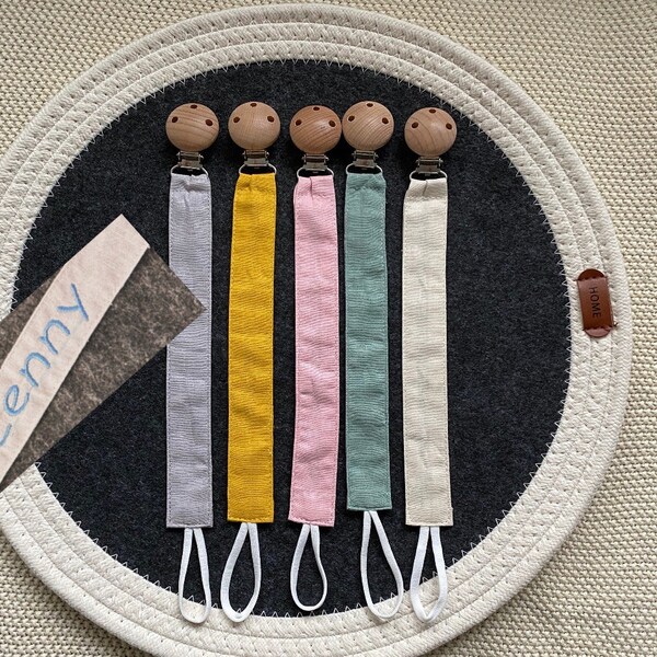 Schnullerkette Stoff personalisiert (Stickung), babyschnullerkette mit Namen, gestickte schnullerkette, Schnullerband mit Namen