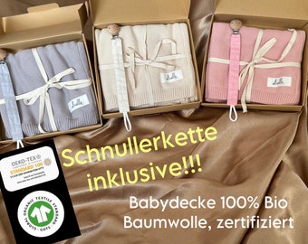 Babydecke Set,Babydecke Bio Baumwolle, Babydecke personalisiert, Babydecke mit Namen, 100% Bio Baumwolle Babydecke