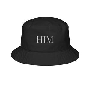 HIM Stylish Embroidered Bucket Hat, Trendy Accessory for Him, Beach Hat, Casual Fashion, Gift for Him, Unisex Headwear